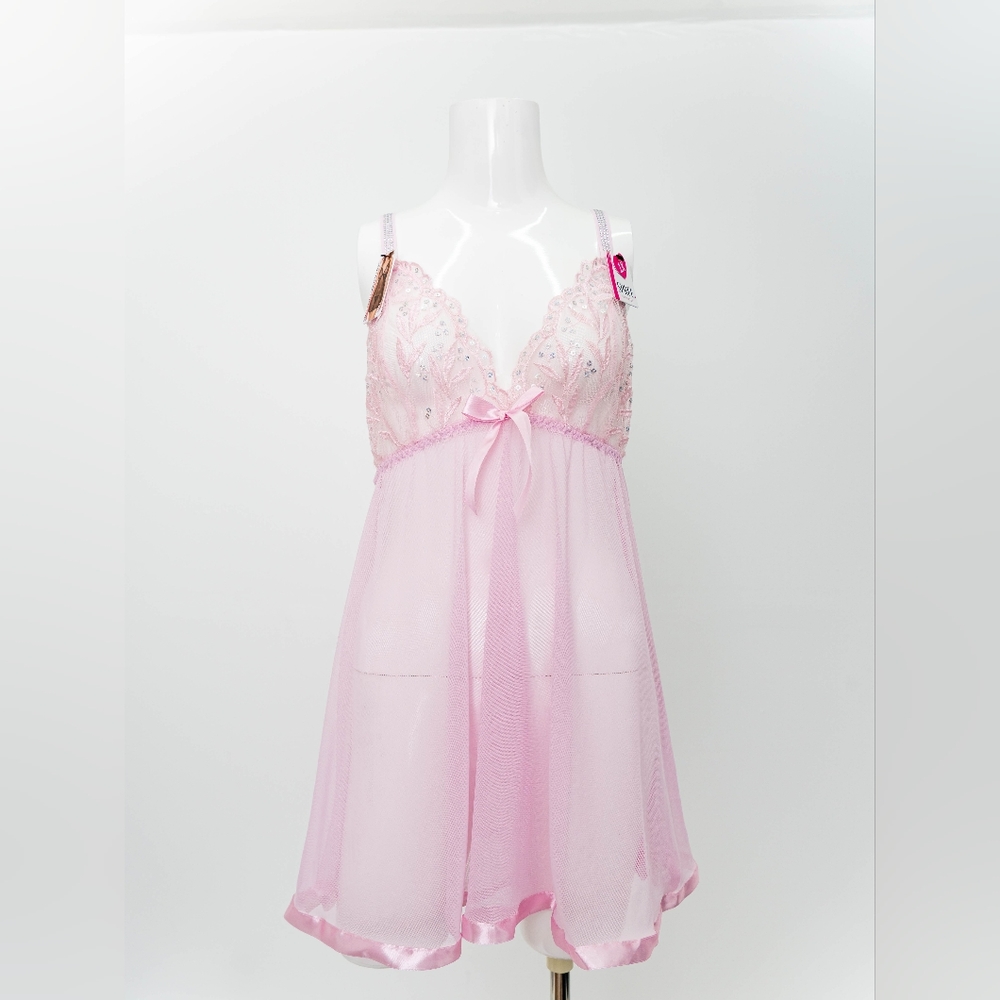 Floral Sequin embroidered Babydoll - Lilac